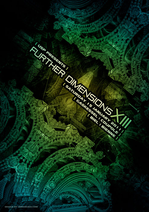 Flyer | Further Dimensions XIII | USP | Donanubis | Laurent Lemoigne