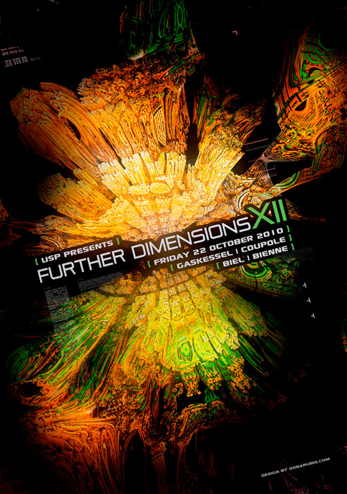 Flyer | Further Dimensions XII | USP | Donanubis | Laurent Lemoigne