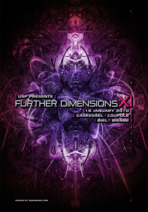 Flyer | Further Dimensions XI | USP | Donanubis | Laurent Lemoigne