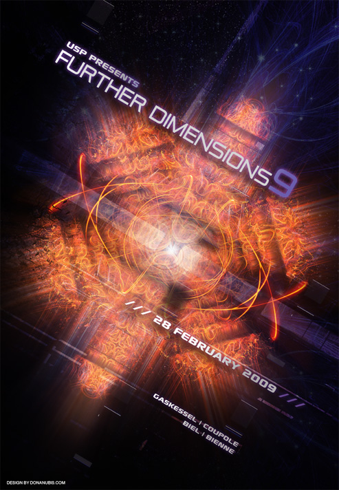 Flyer | Further Dimensions 9 | USP | Donanubis | Laurent Lemoigne
