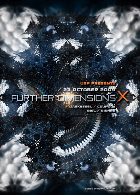 Flyer | Further Dimensions X | USP | Donanubis | Laurent Lemoigne