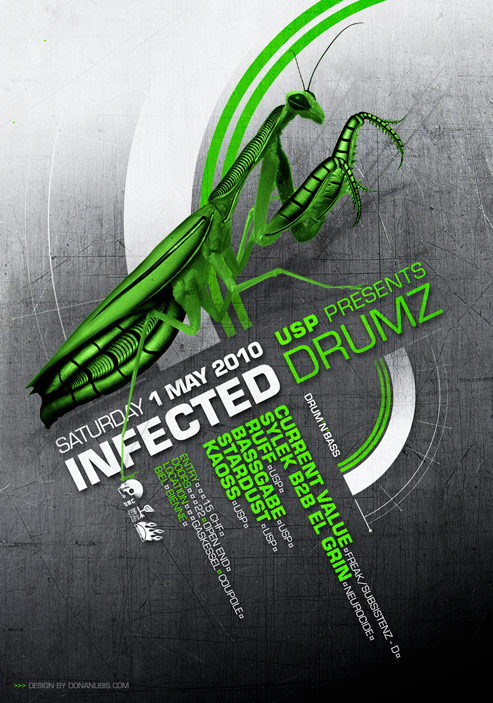 Flyer | Infected Drumz III | USP | Donanubis | Laurent Lemoigne