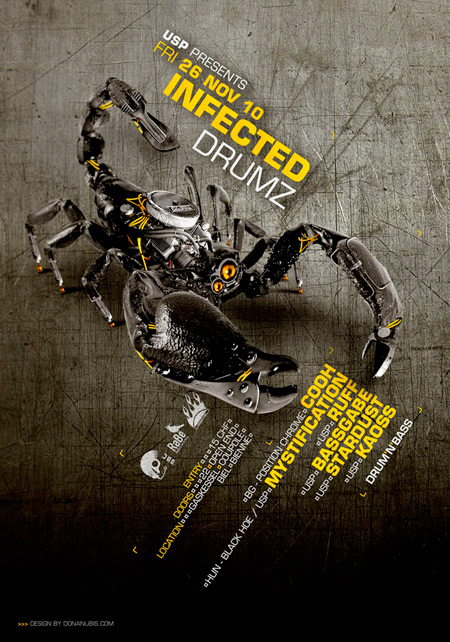 Flyer | Infected Drumz IV | USP | Donanubis | Laurent Lemoigne