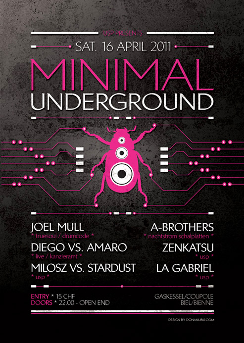 Flyer | Minimal Underground V | USP | Donanubis | Laurent Lemoigne